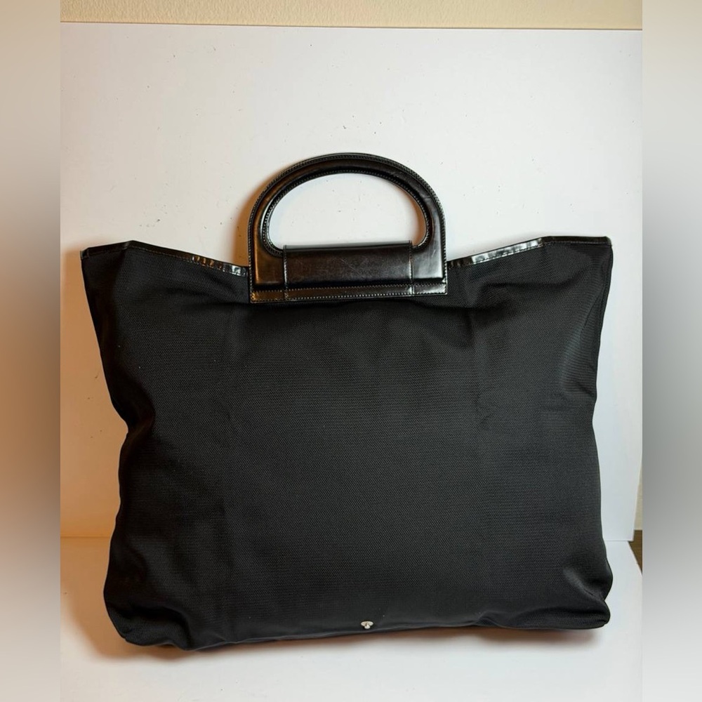 Salvatore Ferragamo Gancini Hand Bag in Black Nylon with Black Leather Trim - Picture 6 of 10